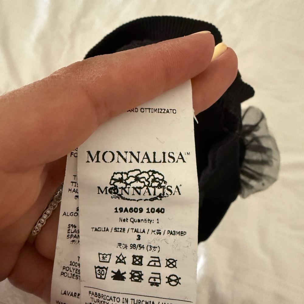 MonnaLisa Black Girls' Heart Graphic Sweatshirt with Tulle Shoulders - Picture 3 of 3